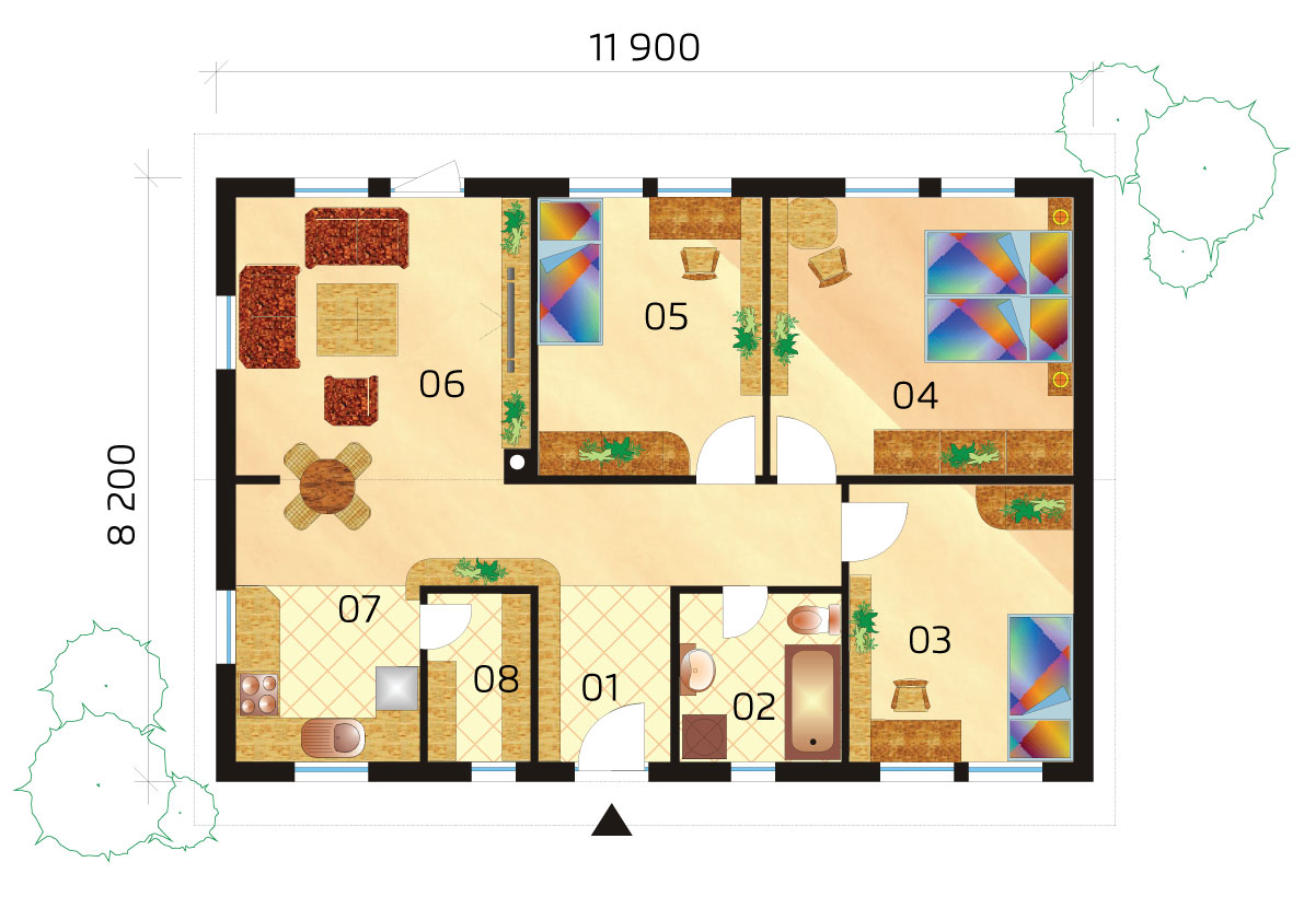 Dom z prefabrykatów z czterema sypialniami odpowiedni jako domek - Nr.35 - plan piętra
